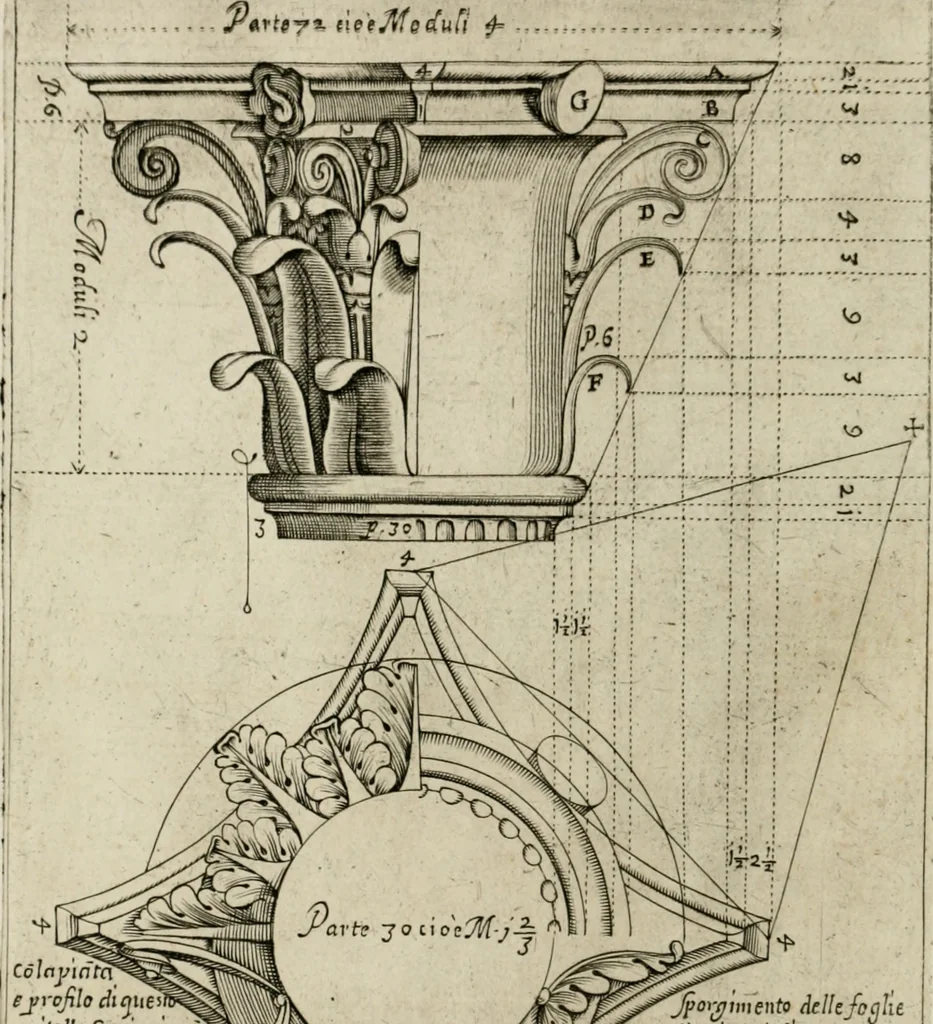 An illustration from Regola delli cinque ordini d'architettura, 1718, leaf 63