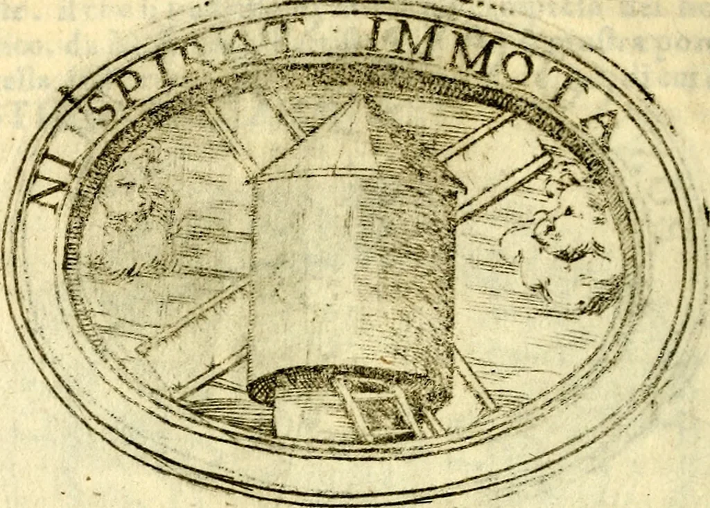 An illustration from Dell'imprese ... dopo tutte l'opera cosi a penna, come a stampa, ch'egli ha potuto vedere di coloro, che della materia dell'imprese hanno parlato; della vera natura di quelle si ragiona, 1578, leaf 67