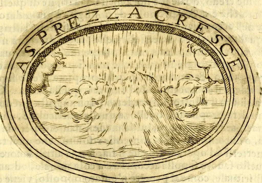 An illustration from Dell'imprese ... dopo tutte l'opera cosi a penna, come a stampa, ch'egli ha potuto vedere di coloro, che della materia dell'imprese hanno parlato; della vera natura di quelle si ragiona, 1578, leaf 74