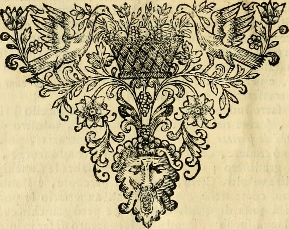 An illustration from Dell' imprese pastorali, 1685, leaf 1039