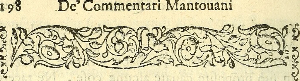 An illustration from Dell 'istoria di Mantova, libri cinque : scritta in commentari da Mario Equicola d'Alveto. Nella quale cominciadosi dall'edificatione de esse città breuemente si raccontano tutte le cose più notabili successe di tempo in tempo cosi in pace, come guerra. Riformata secondo l'vso moderno di scriuere istorie, 1610, leaf 233