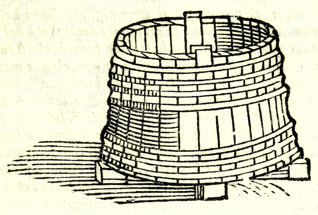 An illustration from Del misurare le muraglie, imbottare grani, vini, fieni, & strami : col liuellare dell'acque, & altre cose necessarie à gli agrimensori, 1682, leaf 65