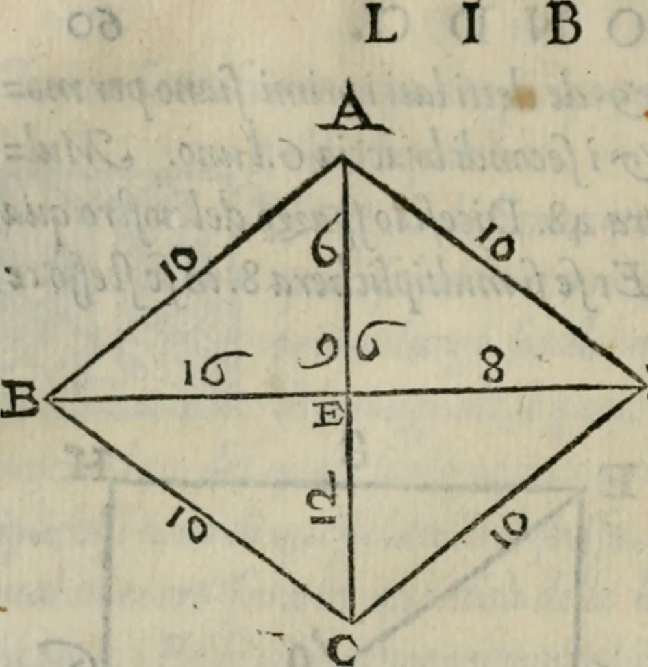 An illustration from Del modo di misvrare : le distantie, le superficie, i corpi, le piante, le prouincie, le prospettiue, & tutte le altre cose terrene, che possono occorrere a gli huomini, secondo le uere regole d'Euclide, & de gli altri piu lodati scrittori, 1564, leaf 131