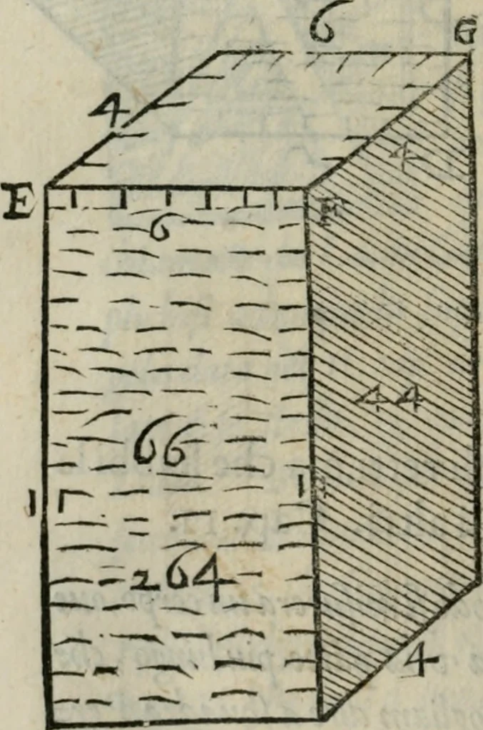 An illustration from Del modo di misvrare : le distantie, le superficie, i corpi, le piante, le prouincie, le prospettiue, & tutte le altre cose terrene, che possono occorrere a gli huomini, secondo le uere regole d'Euclide, & de gli altri piu lodati scrittori, 1564, leaf 155
