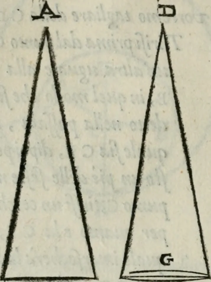An illustration from Del modo di misvrare : le distantie, le superficie, i corpi, le piante, le prouincie, le prospettiue, & tutte le altre cose terrene, che possono occorrere a gli huomini, secondo le uere regole d'Euclide, & de gli altri piu lodati scrittori, 1564, leaf 237