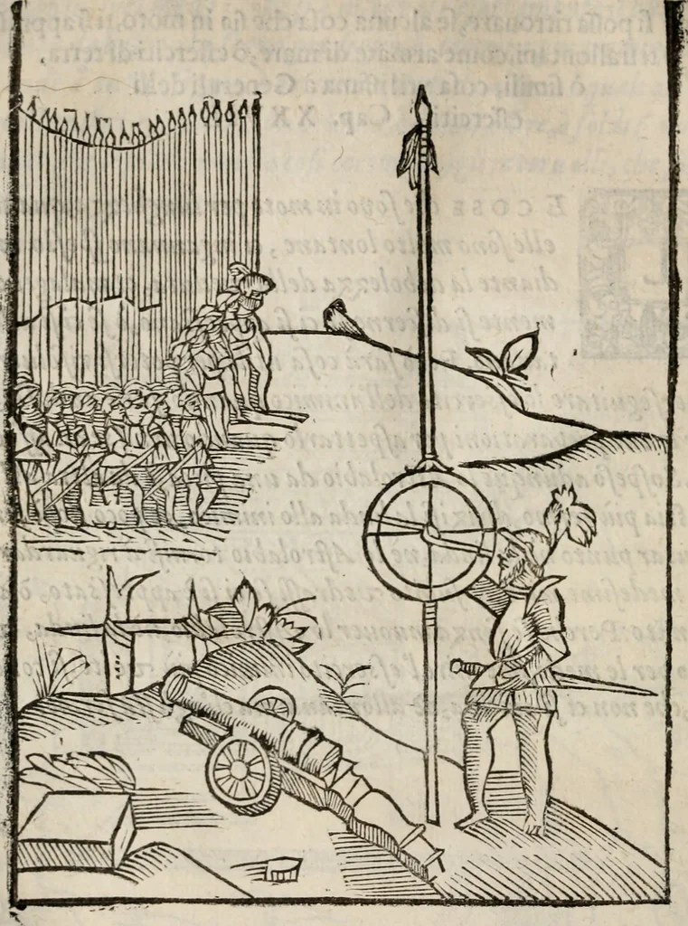 An illustration from Del modo di misvrare le distantie, le superficie, i corpi, le piante, le prouincie, le prospettiue, & tutte le altre cose terrene, che possono occorrere à gli huomini, secondo le vere regole d'Euclide, & de gli altri più lodati scrittori. Dedicata all'illvstrissimo, et eccellentissimo signore, il sig. Cosimo de Medici .., 1614, leaf 111