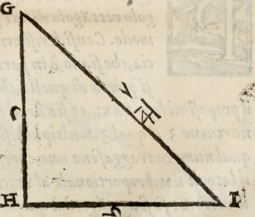 An illustration from Del modo di misvrare le distantie, le superficie, i corpi, le piante, le prouincie, le prospettiue, & tutte le altre cose terrene, che possono occorrere à gli huomini, secondo le vere regole d'Euclide, & de gli altri più lodati scrittori. Dedicata all'illvstrissimo, et eccellentissimo signore, il sig. Cosimo de Medici .., 1614, leaf 114