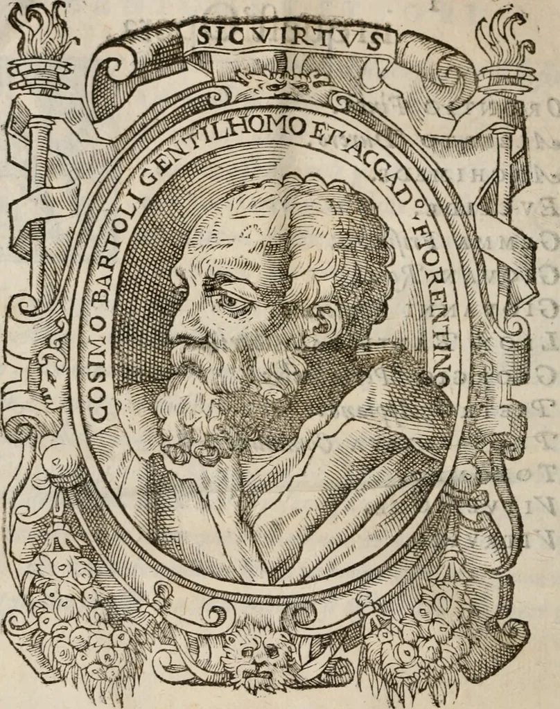 An illustration from Del modo di misvrare le distantie, le superficie, i corpi, le piante, le prouincie, le prospettiue, & tutte le altre cose terrene, che possono occorrere à gli huomini, secondo le vere regole d'Euclide, & de gli altri più lodati scrittori. Dedicata all'illvstrissimo, et eccellentissimo signore, il sig. Cosimo de Medici .., 1614, leaf 13