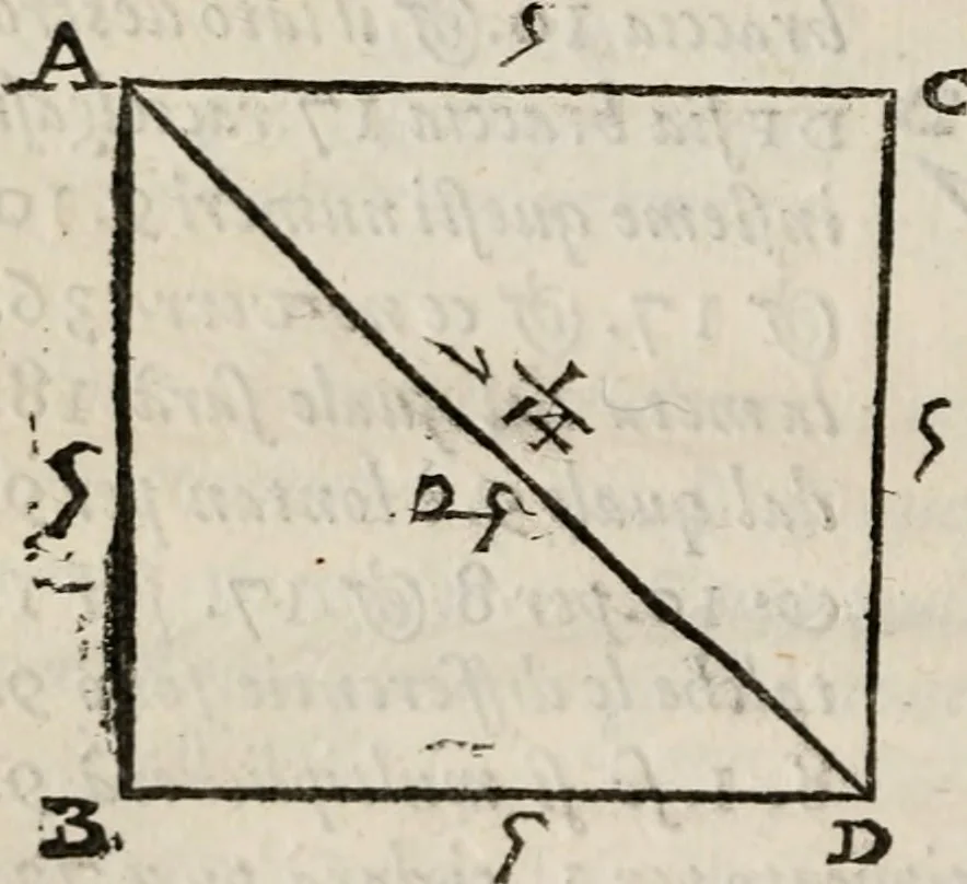 An illustration from Del modo di misvrare le distantie, le superficie, i corpi, le piante, le prouincie, le prospettiue, & tutte le altre cose terrene, che possono occorrere à gli huomini, secondo le vere regole d'Euclide, & de gli altri più lodati scrittori. Dedicata all'illvstrissimo, et eccellentissimo signore, il sig. Cosimo de Medici .., 1614, leaf 131