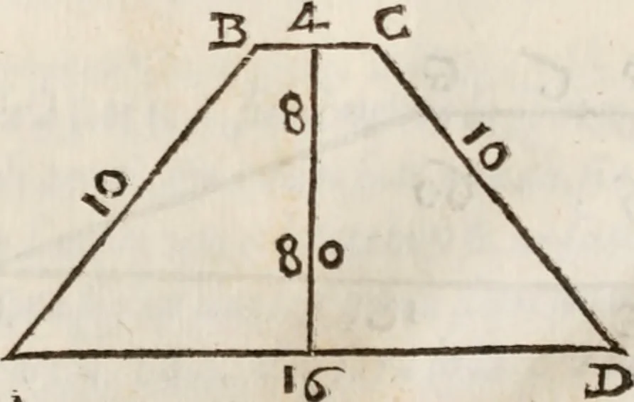 An illustration from Del modo di misvrare le distantie, le superficie, i corpi, le piante, le prouincie, le prospettiue, & tutte le altre cose terrene, che possono occorrere à gli huomini, secondo le vere regole d'Euclide, & de gli altri più lodati scrittori. Dedicata all'illvstrissimo, et eccellentissimo signore, il sig. Cosimo de Medici .., 1614, leaf 136