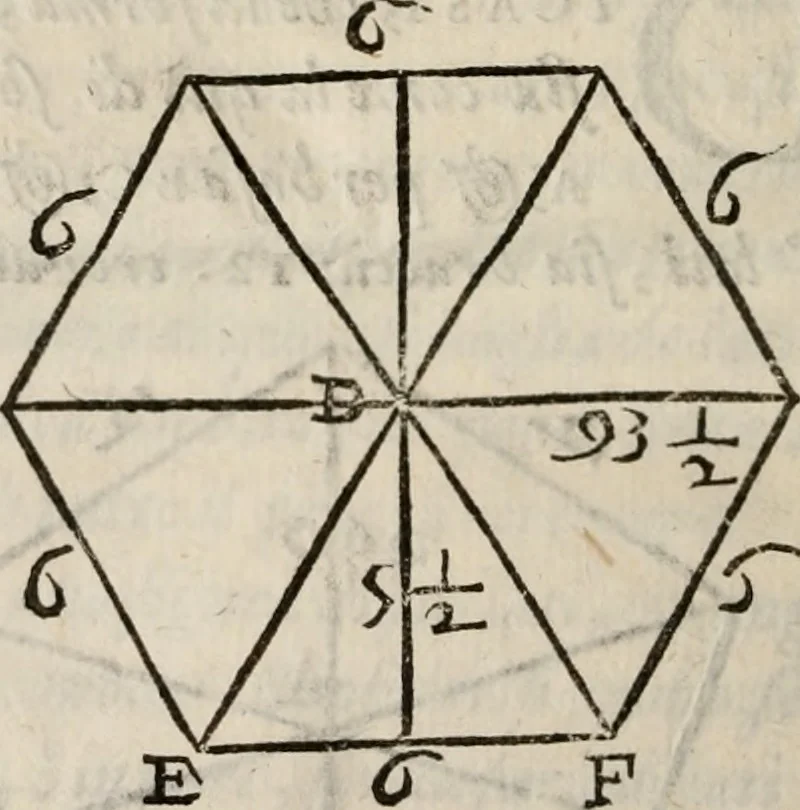 An illustration from Del modo di misvrare le distantie, le superficie, i corpi, le piante, le prouincie, le prospettiue, & tutte le altre cose terrene, che possono occorrere à gli huomini, secondo le vere regole d'Euclide, & de gli altri più lodati scrittori. Dedicata all'illvstrissimo, et eccellentissimo signore, il sig. Cosimo de Medici .., 1614, leaf 143