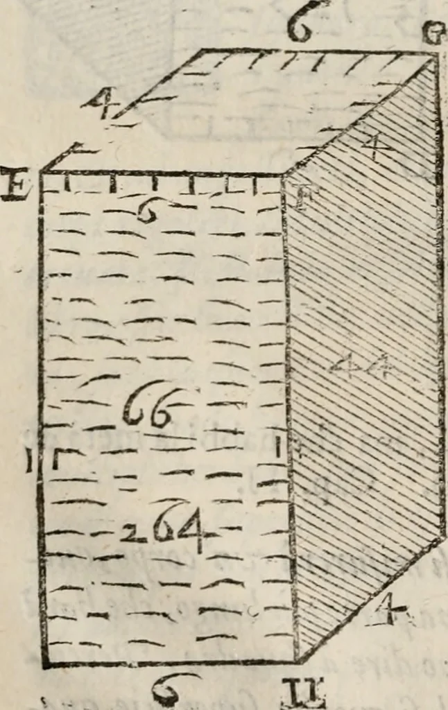 An illustration from Del modo di misvrare le distantie, le superficie, i corpi, le piante, le prouincie, le prospettiue, & tutte le altre cose terrene, che possono occorrere à gli huomini, secondo le vere regole d'Euclide, & de gli altri più lodati scrittori. Dedicata all'illvstrissimo, et eccellentissimo signore, il sig. Cosimo de Medici .., 1614, leaf 157