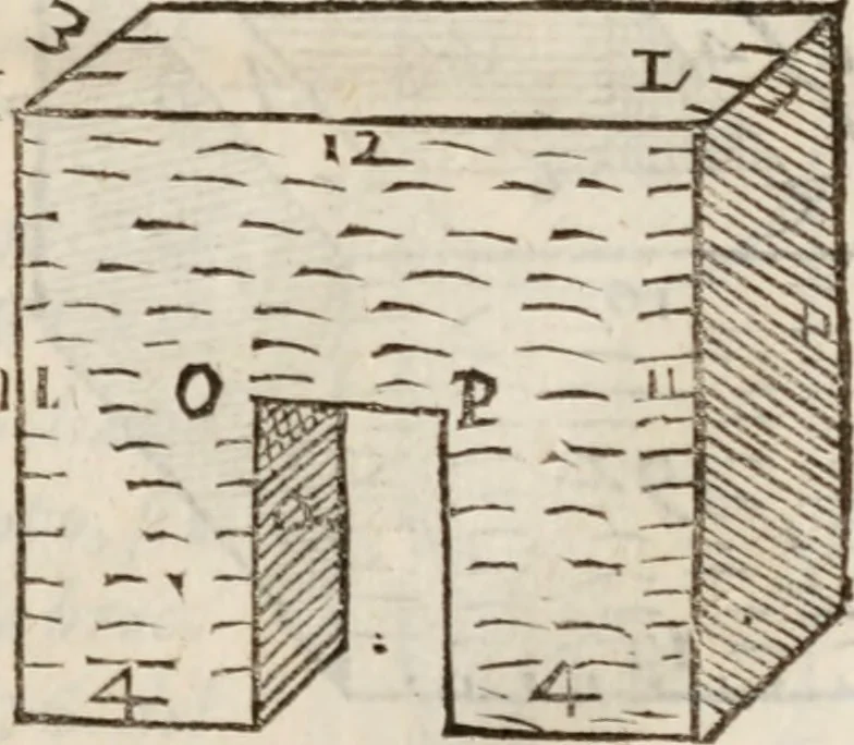An illustration from Del modo di misvrare le distantie, le superficie, i corpi, le piante, le prouincie, le prospettiue, & tutte le altre cose terrene, che possono occorrere à gli huomini, secondo le vere regole d'Euclide, & de gli altri più lodati scrittori. Dedicata all'illvstrissimo, et eccellentissimo signore, il sig. Cosimo de Medici .., 1614, leaf 158