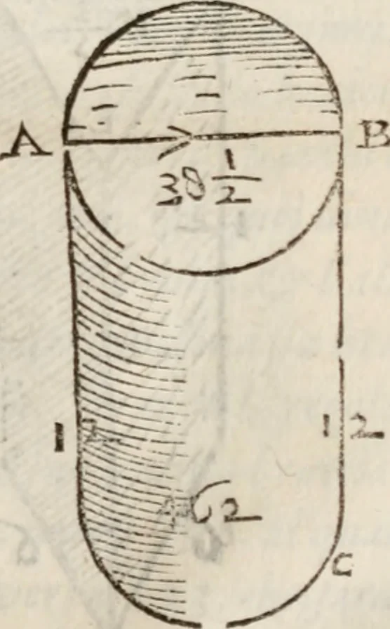 An illustration from Del modo di misvrare le distantie, le superficie, i corpi, le piante, le prouincie, le prospettiue, & tutte le altre cose terrene, che possono occorrere à gli huomini, secondo le vere regole d'Euclide, & de gli altri più lodati scrittori. Dedicata all'illvstrissimo, et eccellentissimo signore, il sig. Cosimo de Medici .., 1614, leaf 160
