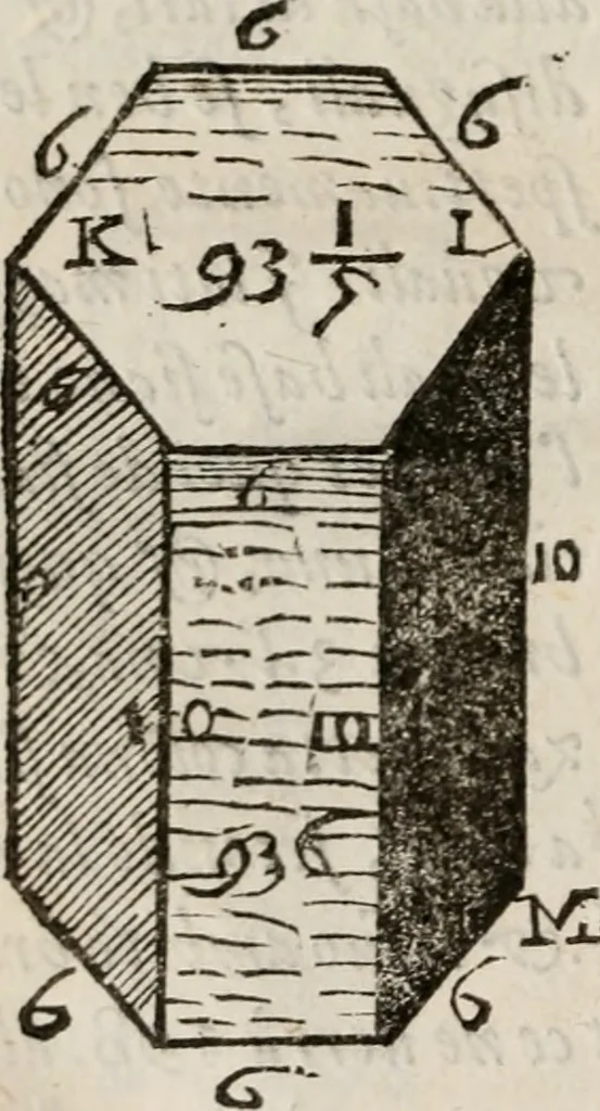 An illustration from Del modo di misvrare le distantie, le superficie, i corpi, le piante, le prouincie, le prospettiue, & tutte le altre cose terrene, che possono occorrere à gli huomini, secondo le vere regole d'Euclide, & de gli altri più lodati scrittori. Dedicata all'illvstrissimo, et eccellentissimo signore, il sig. Cosimo de Medici .., 1614, leaf 163