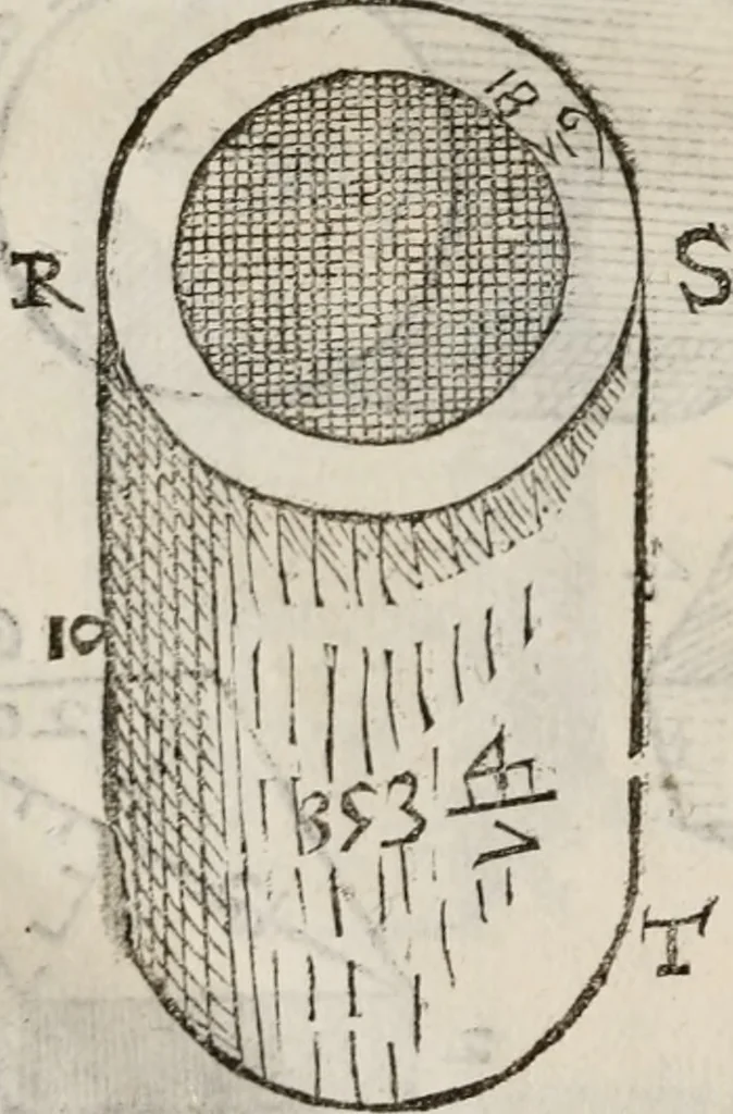 An illustration from Del modo di misvrare le distantie, le superficie, i corpi, le piante, le prouincie, le prospettiue, & tutte le altre cose terrene, che possono occorrere à gli huomini, secondo le vere regole d'Euclide, & de gli altri più lodati scrittori. Dedicata all'illvstrissimo, et eccellentissimo signore, il sig. Cosimo de Medici .., 1614, leaf 165