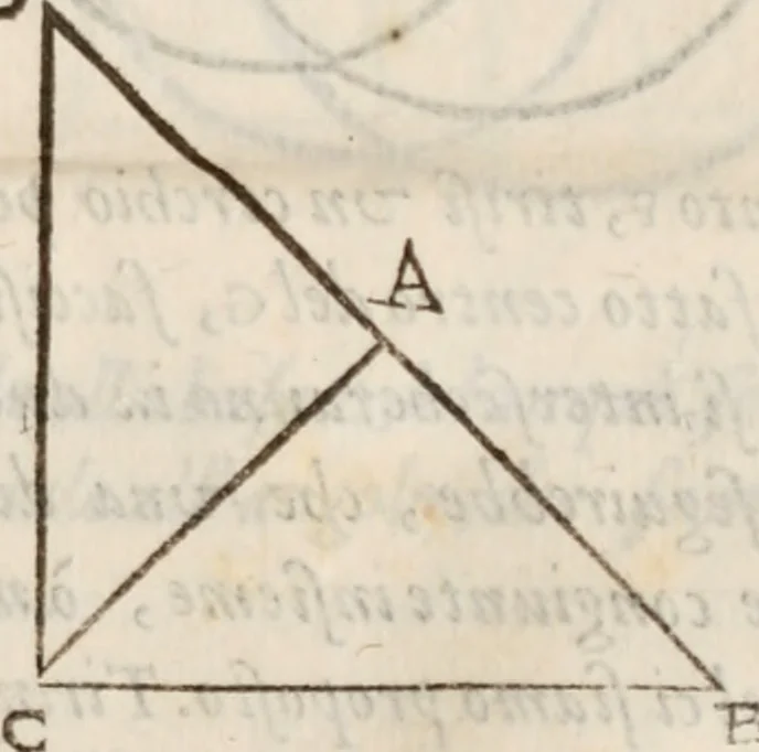 An illustration from Del modo di misvrare le distantie, le superficie, i corpi, le piante, le prouincie, le prospettiue, & tutte le altre cose terrene, che possono occorrere à gli huomini, secondo le vere regole d'Euclide, & de gli altri più lodati scrittori. Dedicata all'illvstrissimo, et eccellentissimo signore, il sig. Cosimo de Medici .., 1614, leaf 248