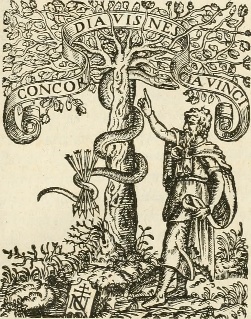 An illustration from De l'origine des bovrgongnons, et antiqvité des estats de Bovrgongne, devx livres : plus, des antiquitez d'Autun, liure 1 : de Chalon, 2 : de Mascon, 3 : de l'abbaye & ville de Tournus, 1, 1581, leaf 264