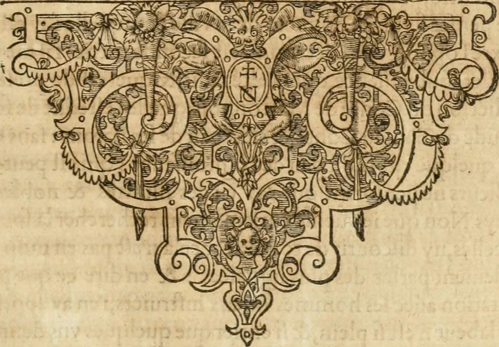 An illustration from De l'origine des bovrgongnons, et antiqvité des estats de Bovrgongne, devx livres : plus, des antiquitez d'Autun, liure 1 : de Chalon, 2 : de Mascon, 3 : de l'abbaye & ville de Tournus, 1, 1581, leaf 336
