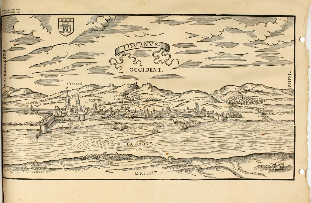 An illustration from De l'origine des bovrgongnons, et antiqvité des estats de Bovrgongne, devx livres : plus, des antiquitez d'Autun, liure 1 : de Chalon, 2 : de Mascon, 3 : de l'abbaye & ville de Tournus, 1, 1581, leaf 542
