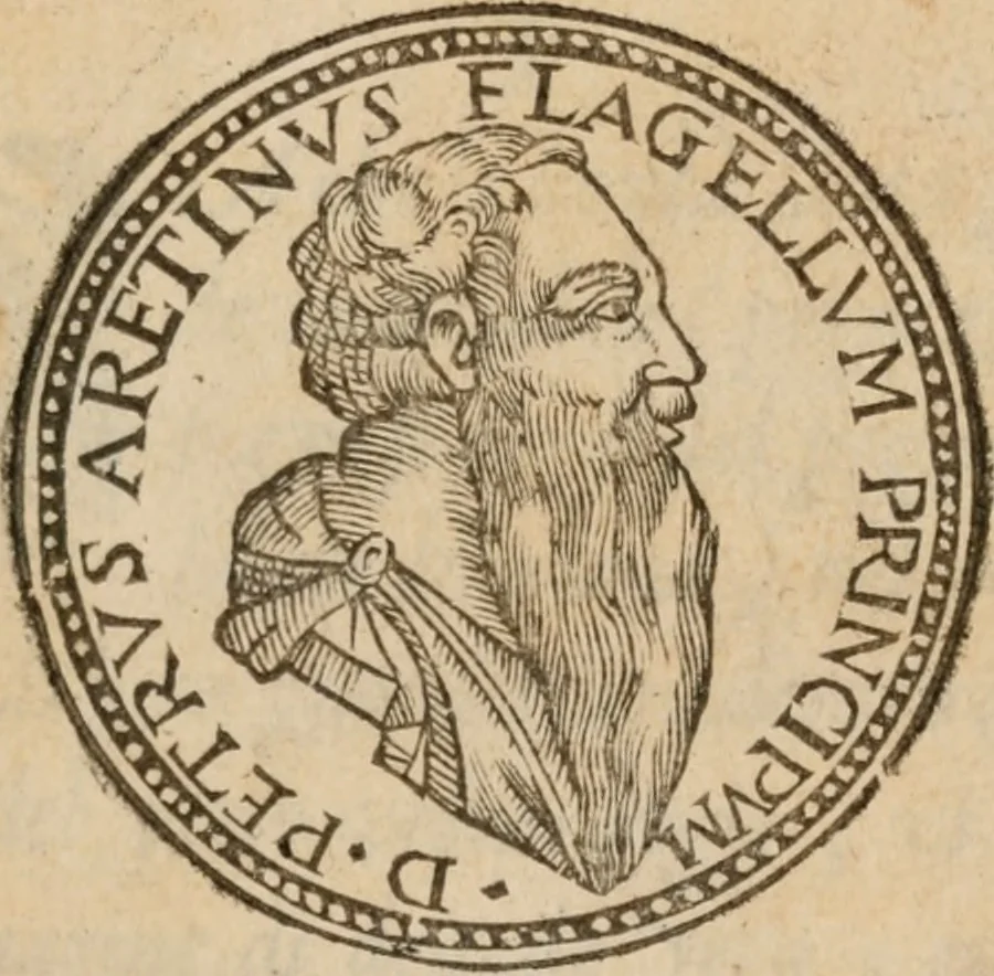 An illustration from Del primo [-sesto] libro de le lettere di M. Pietro Aretino, 1608, leaf 4