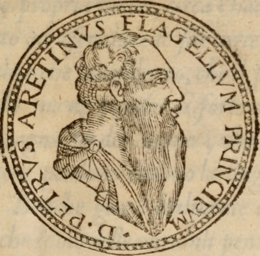 An illustration from Del primo [-sesto] libro de le lettere di M. Pietro Aretino, 1608, leaf 4