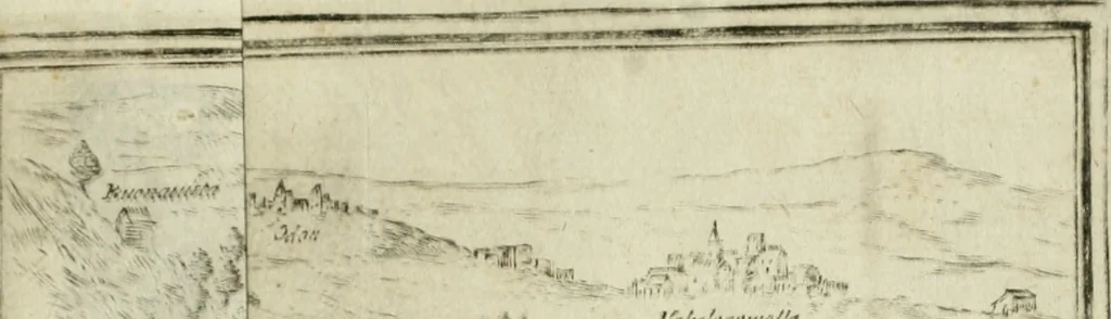 An illustration from Descripcion del Real Monasterio de San Lorenzo de el Escorial : vnica maravilla del mundo, fabrica de el prudentissimo rey Filipo Segundo, coronada por el catolico rey Filipo IV el Grande, con la magestuosa obra del Pantheon, y translacion de los cuerpos reales, reedificada por nuestro rey y señor Carlos II despues del incendio, y nuevamente exhornada con las excelentes pinturas de Lucas Jordan, 1698, leaf 18