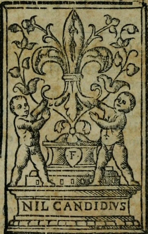 An illustration from Ragionamenti del sig. cavaliere Giorgio Vasari, pittore et architetto aretino, sopra le inuentioni da lui dipinte in Firenze nel palazzo di Loro Altezze serenissime. Con lo illustriss. & eccellentiss. signor don Francesco Medici, allora principe de Firenze. Insieme con la inuentione della pittura da lui cominciata nella cvpola. Con due tauole, vna delle cose piu notabili, & l'altra delli huomini illustri, che sono ritratti e nominati in quest' opera, 1588, leaf 217