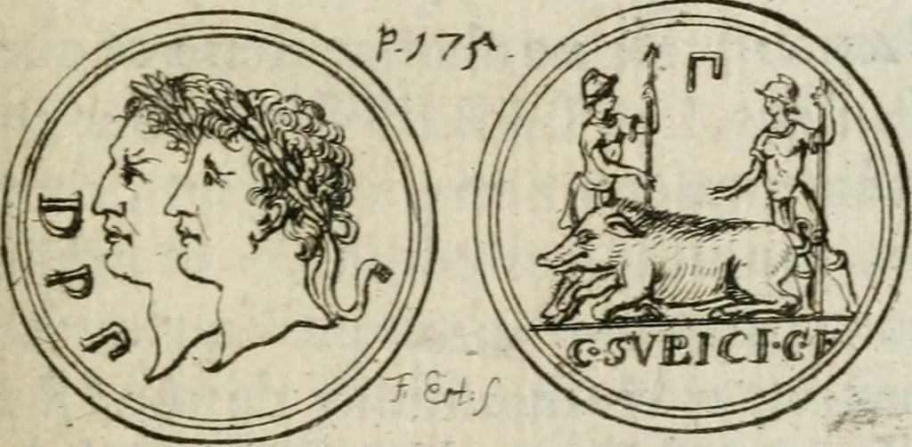 An illustration from De l'utilité des voyages : et de l'avantage que la recherche des antiquitez procure aux sçavans, 1686, leaf 196