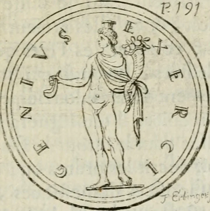 An illustration from De l'utilité des voyages : et de l'avantage que la recherche des antiquitez procure aux sçavans, 1686, leaf 218