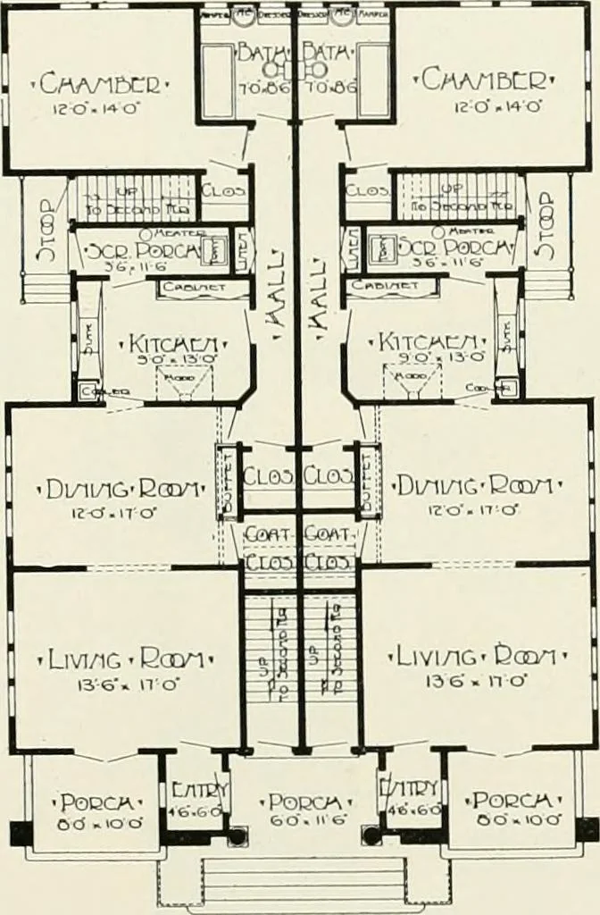 An illustration from De luxe flats : a book on flats and duplex homes ; showing the latest advance designs of this particular type of architecture, published to meet the requirements of all those who desire to study the flat or duplex home in its latest development., 1920, leaf 16