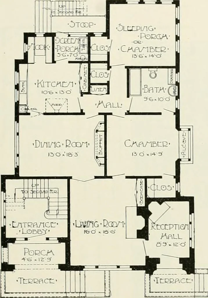An illustration from De luxe flats : a book on flats and duplex homes ; showing the latest advance designs of this particular type of architecture, published to meet the requirements of all those who desire to study the flat or duplex home in its latest development., 1920, leaf 24