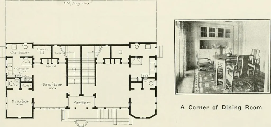 An illustration from De luxe flats : a book on flats and duplex homes ; showing the latest advance designs of this particular type of architecture, published to meet the requirements of all those who desire to study the flat or duplex home in its latest development., 1920, leaf 28