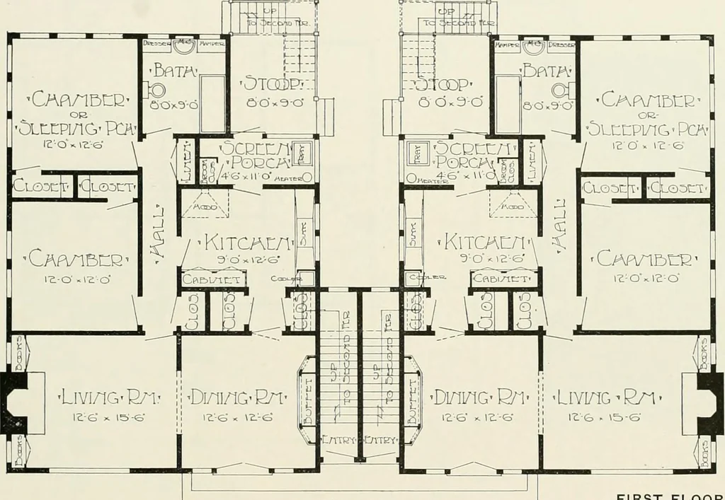 An illustration from De luxe flats : a book on flats and duplex homes ; showing the latest advance designs of this particular type of architecture, published to meet the requirements of all those who desire to study the flat or duplex home in its latest development., 1920, leaf 30