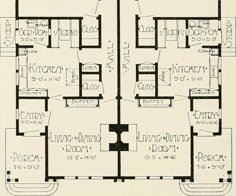 An illustration from De luxe flats : a book on flats and duplex homes ; showing the latest advance designs of this particular type of architecture, published to meet the requirements of all those who desire to study the flat or duplex home in its latest development., 1920, leaf 31