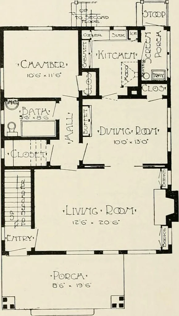 An illustration from De luxe flats : a book on flats and duplex homes ; showing the latest advance designs of this particular type of architecture, published to meet the requirements of all those who desire to study the flat or duplex home in its latest development., 1920, leaf 33