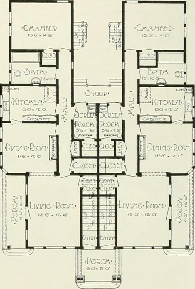 An illustration from De luxe flats : a book on flats and duplex homes ; showing the latest advance designs of this particular type of architecture, published to meet the requirements of all those who desire to study the flat or duplex home in its latest development., 1920, leaf 34
