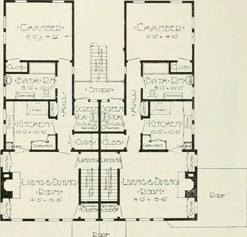 An illustration from De luxe flats : a book on flats and duplex homes ; showing the latest advance designs of this particular type of architecture, published to meet the requirements of all those who desire to study the flat or duplex home in its latest development., 1920, leaf 36