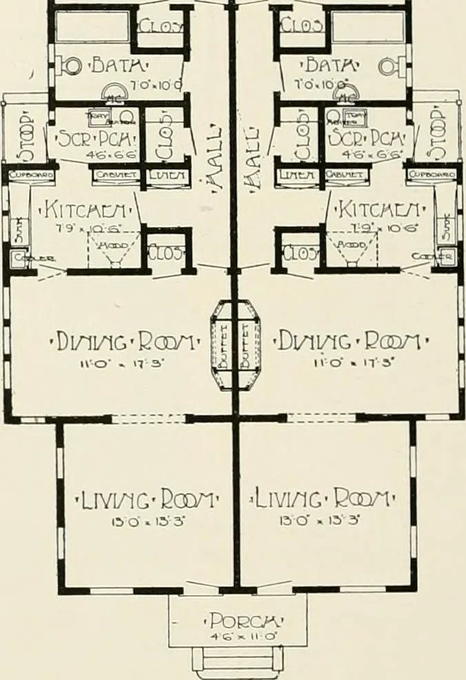 An illustration from De luxe flats : a book on flats and duplex homes ; showing the latest advance designs of this particular type of architecture, published to meet the requirements of all those who desire to study the flat or duplex home in its latest development., 1920, leaf 43