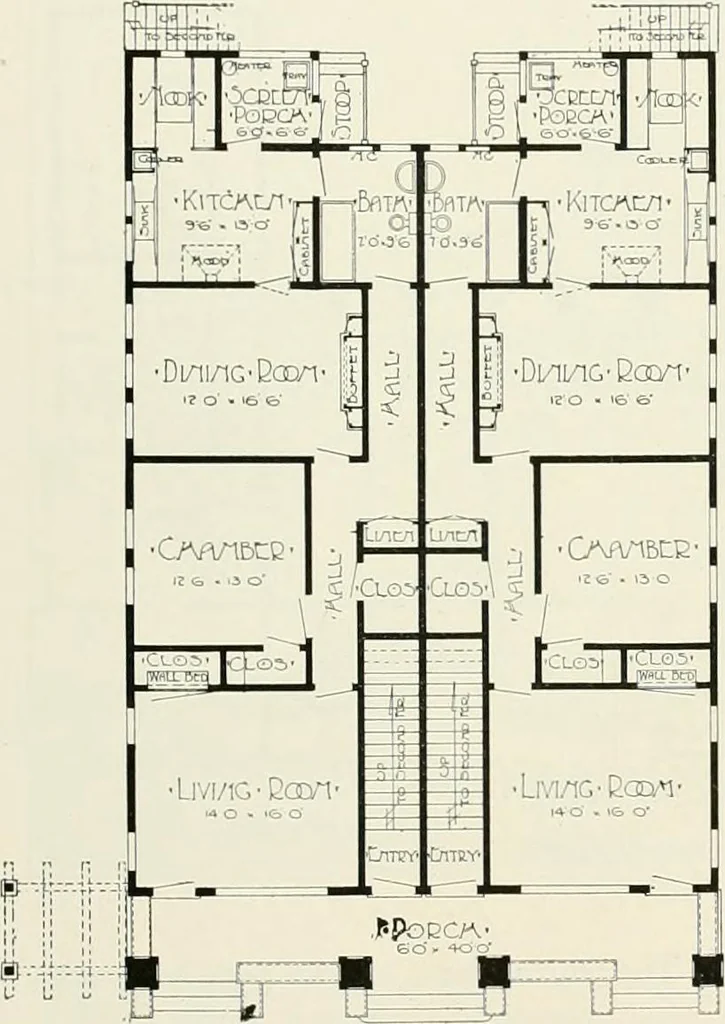 An illustration from De luxe flats : a book on flats and duplex homes ; showing the latest advance designs of this particular type of architecture, published to meet the requirements of all those who desire to study the flat or duplex home in its latest development., 1920, leaf 48