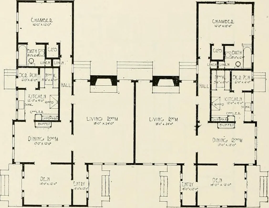 An illustration from De luxe flats : a book on flats and duplex homes ; showing the latest advance designs of this particular type of architecture, published to meet the requirements of all those who desire to study the flat or duplex home in its latest development., 1920, leaf 49