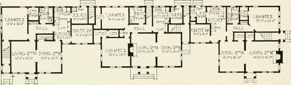 An illustration from De luxe flats : a book on flats and duplex homes ; showing the latest advance designs of this particular type of architecture, published to meet the requirements of all those who desire to study the flat or duplex home in its latest development., 1920, leaf 57