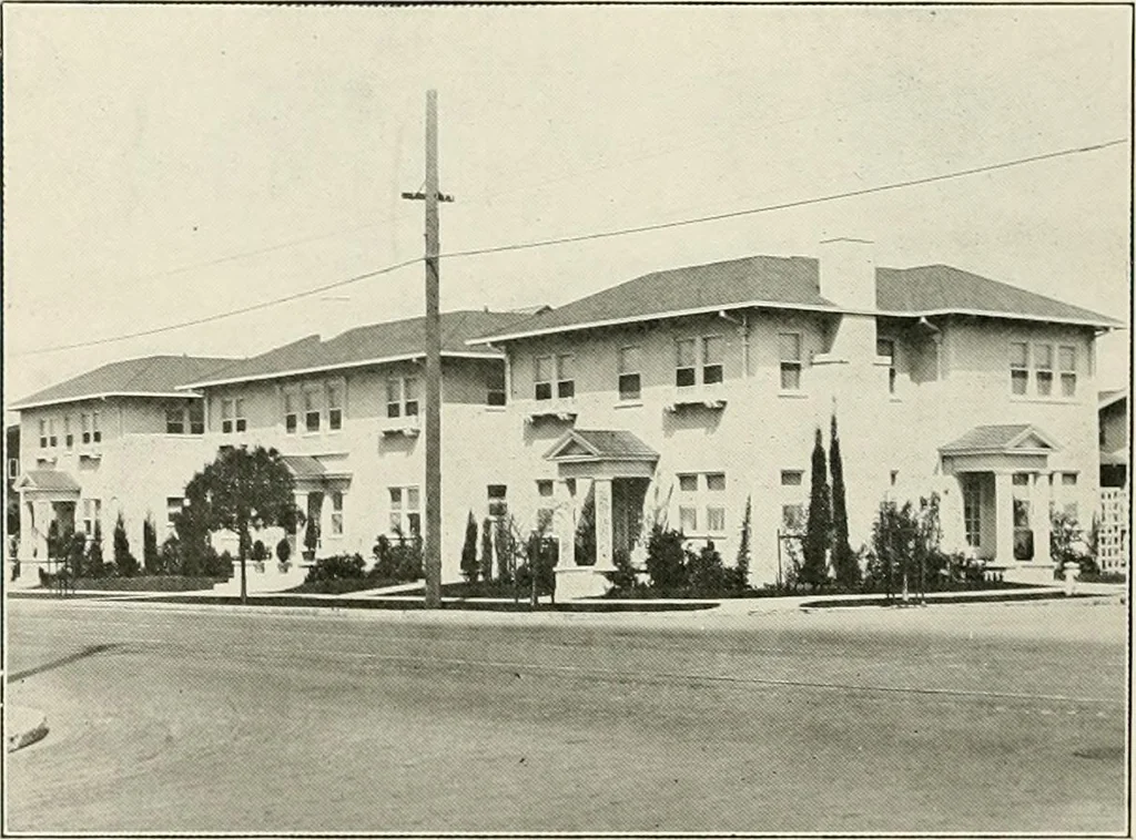 An illustration from De luxe flats : a book on flats and duplex homes ; showing the latest advance designs of this particular type of architecture, published to meet the requirements of all those who desire to study the flat or duplex home in its latest development., 1920, leaf 57