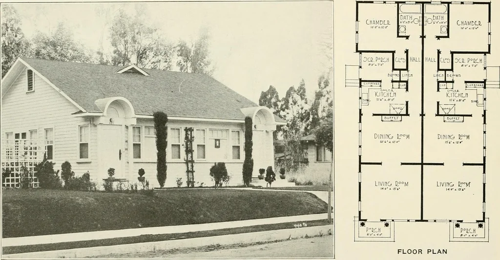 An illustration from De luxe flats : a book on flats and duplex homes ; showing the latest advance designs of this particular type of architecture, published to meet the requirements of all those who desire to study the flat or duplex home in its latest development., 1920, leaf 65