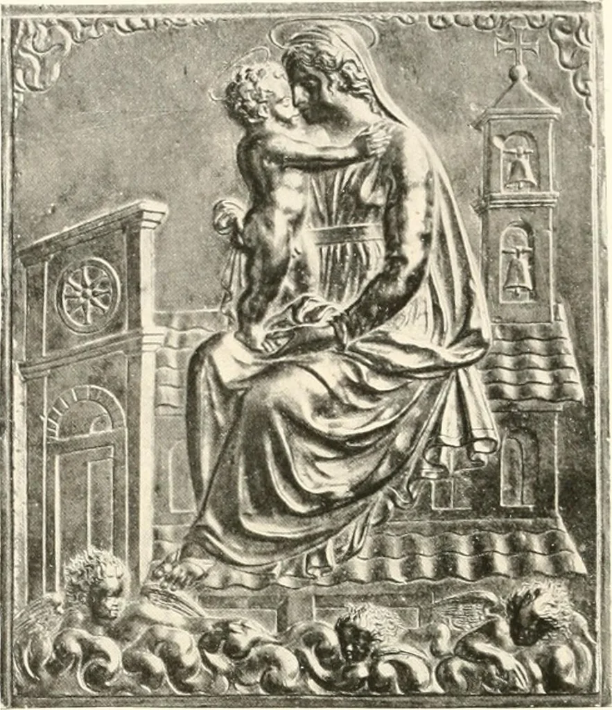 An illustration from De luxe illustrated catalogue of the treasures and antiquities illustrating the golden age of Italian art, belonging to the famous expert and antiquarian, Signor Stefano Bardini, of Florence, Italy;, 1918, leaf 129