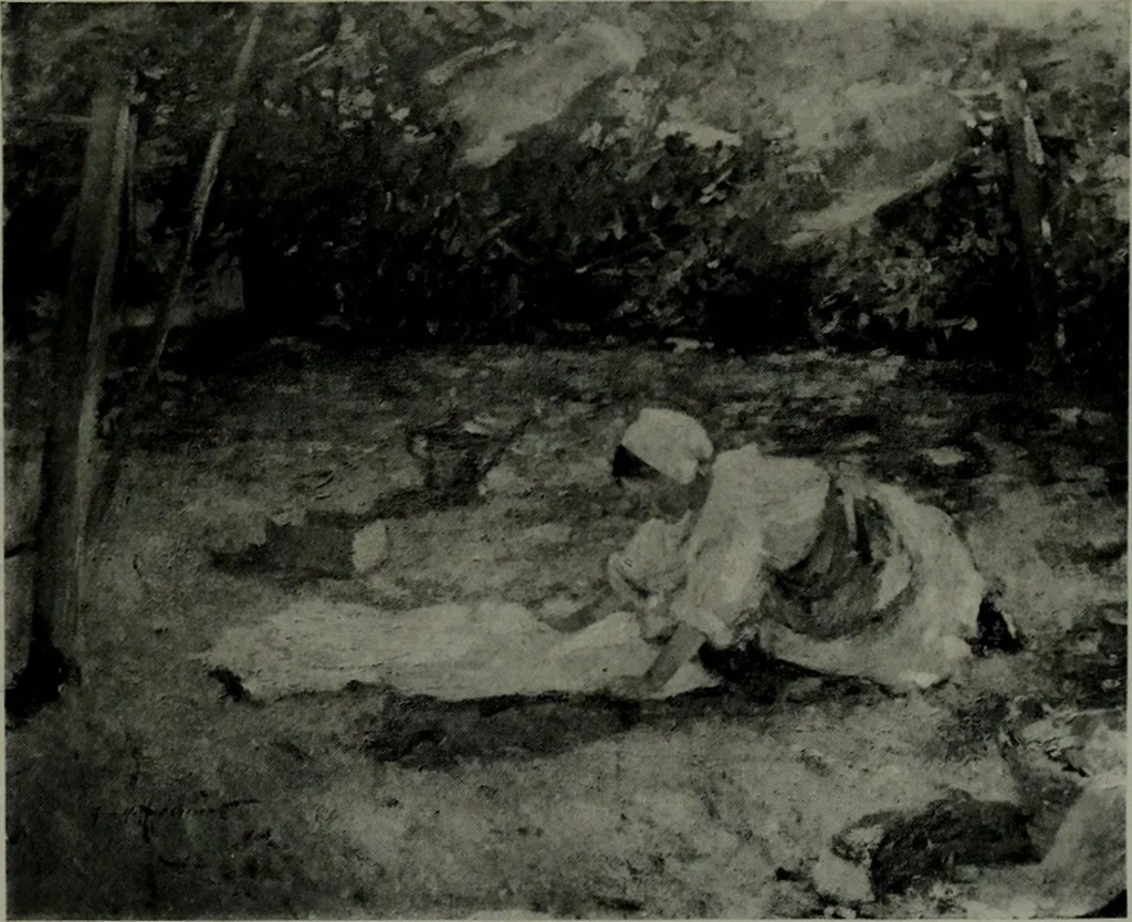 An illustration from De luxe illustrated catalogue of the notable art collection formed by the late George A. Hearn ... to be sold at unrestricted public sale, as directed by the terms of the will, Clarkson Cowl, Herbert Spencer Greims and George E. Schank, executors, on the afternoons and evenings at the places herein stated .., 1918, leaf 134