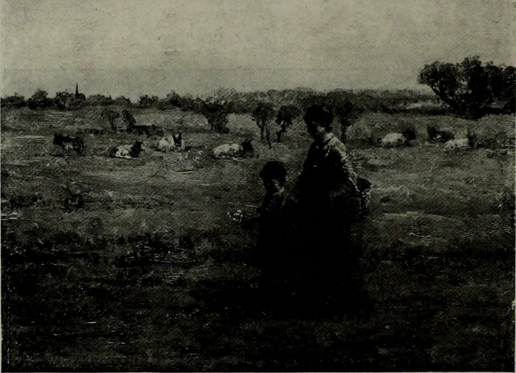 An illustration from De luxe illustrated catalogue of the notable art collection formed by the late George A. Hearn ... to be sold at unrestricted public sale, as directed by the terms of the will, Clarkson Cowl, Herbert Spencer Greims and George E. Schank, executors, on the afternoons and evenings at the places herein stated .., 1918, leaf 157