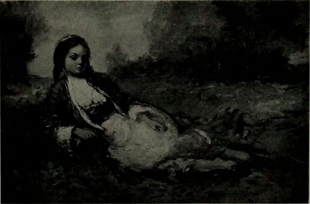 An illustration from De luxe illustrated catalogue of the notable art collection formed by the late George A. Hearn ... to be sold at unrestricted public sale, as directed by the terms of the will, Clarkson Cowl, Herbert Spencer Greims and George E. Schank, executors, on the afternoons and evenings at the places herein stated .., 1918, leaf 174