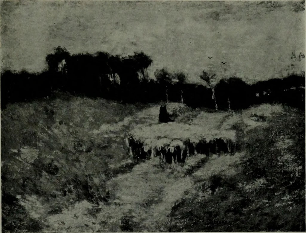 An illustration from De luxe illustrated catalogue of the notable art collection formed by the late George A. Hearn ... to be sold at unrestricted public sale, as directed by the terms of the will, Clarkson Cowl, Herbert Spencer Greims and George E. Schank, executors, on the afternoons and evenings at the places herein stated .., 1918, leaf 28