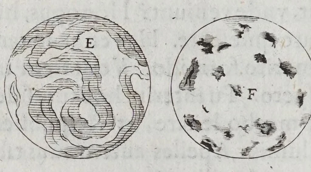 An illustration from De maculis solarib. et stellis circa Iouem errantibus : accuratior disquisitio, ad Marcum Velserum ... perscripta. Interiectis obseruationum delineationibus, 1612, leaf 38